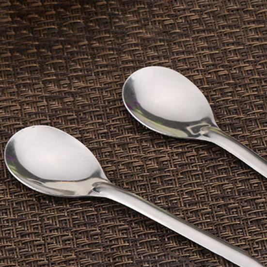 10Pcs Long Coffee Ice Handle Stainless Steel Tea Cream Dessert Spoon Tableware