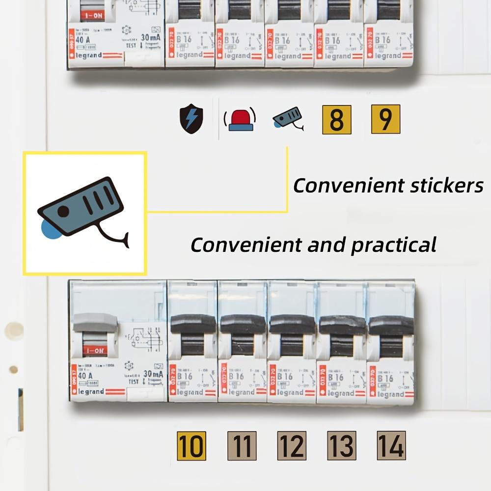 70pcs/Set Electrical Panel Label Stickers | White Power Distribution Box Electrical Screen Panel Circuit Breaker Reminder Stickers Convenient