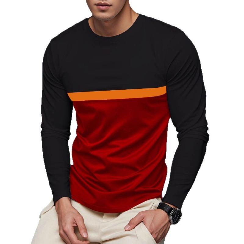 

Мужская футболка с круглым вырезом контрастного цвета, повседневная, с длинными рукавами и принтами 5xl