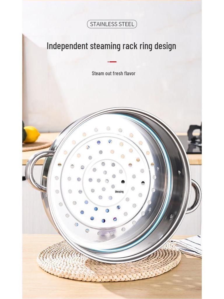 Stainless Steel Multi-Layer Steamer Stockpot for Induction & Gas Stoves