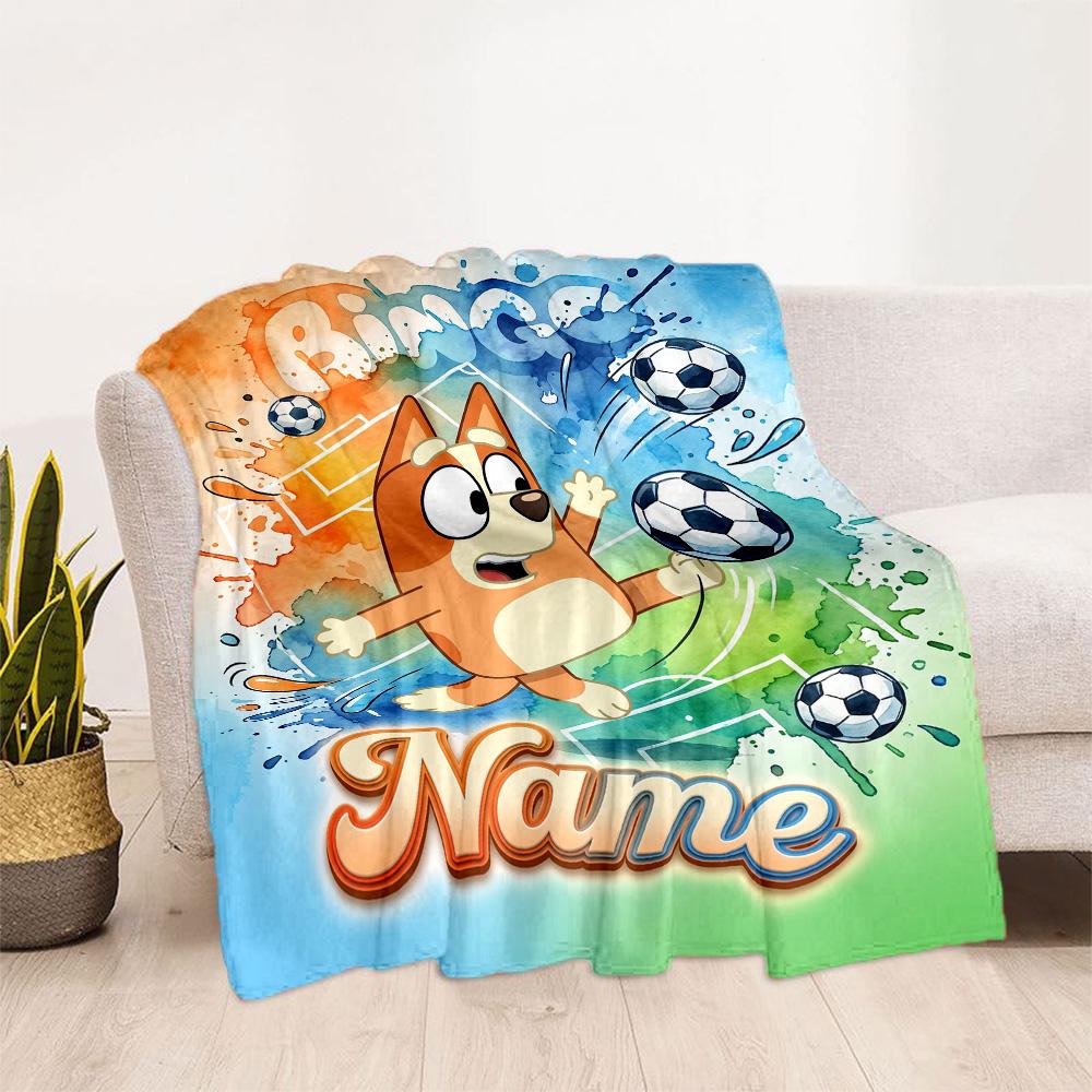 Bluey Scores Again! Customize Text Blanket Multi-purpose Personalized Blanket Ultra-Soft Great for Office Picnics Seaside Sofa Four Seasons Universal