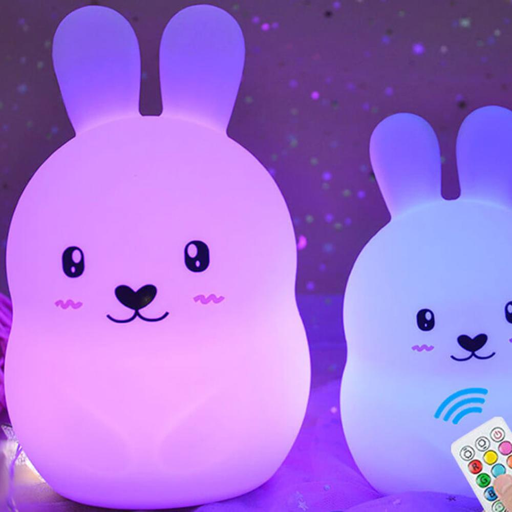 Silicone Rabbit Touch Night Lamp, Colors with Remote Control, Wireless Lamp