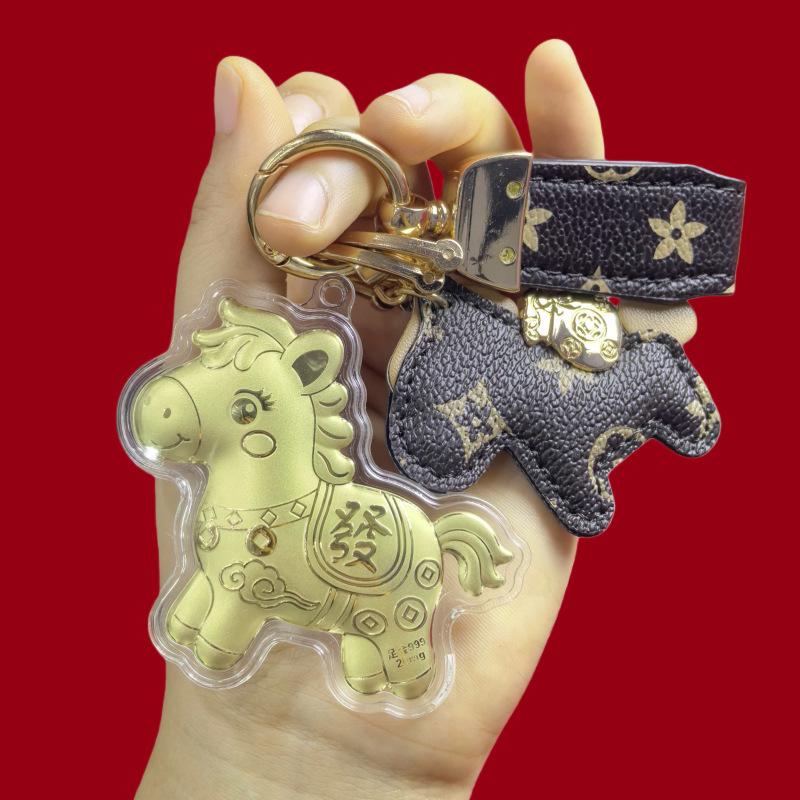 999 Reingold Jahr des Pferdes Handtaschenanhänger Schlüsselanhänger - Glücksgeschenk für Kunden