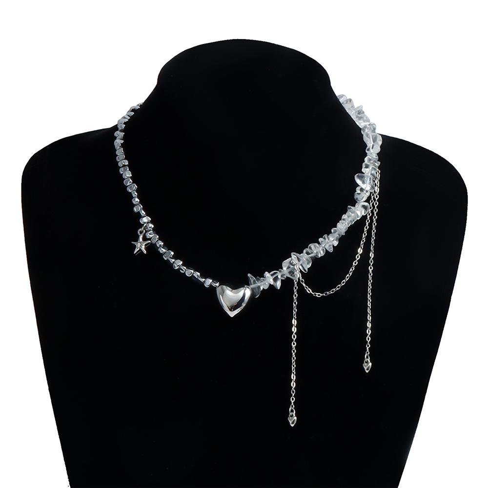 Trend Wedding Party Jewelry Irregular Stone Choker Necklace For Women Elegant Tassels Heart Pendant Necklaces Valentine's Gift
