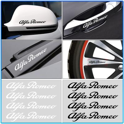 4Pcs Car Door Handle Stickers Tire Rear View Mirror Decals For 147 159 156 Giulietta Giulia Mito Spider Alpha Nheadrest