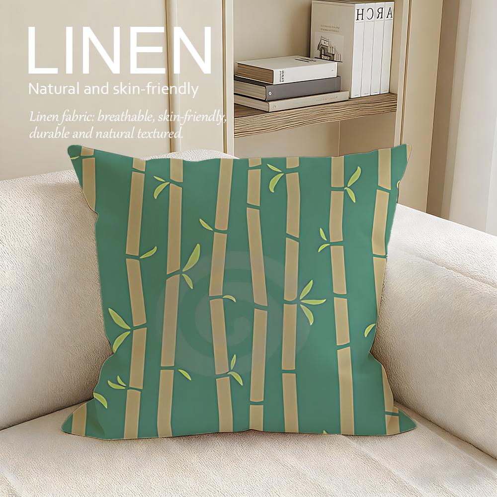 Plant Bamboo Cushion Cover Linen Decorative Pillowcase Set Pcs x x x Breathable Washable Sofa Cushion Cover