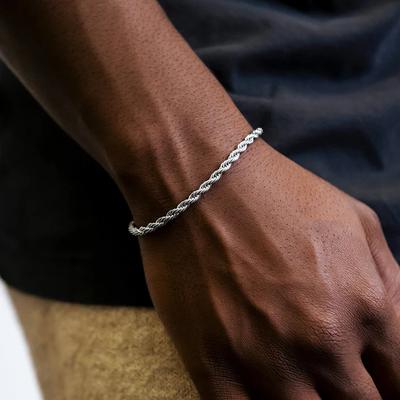 Vnox Unisex Touwketting Armbanden voor Mannen Vrouwen, Roestvrij Staal Gedraaide Schakels Kettingarmband, Eenvoudig Klassiek Sieraden Cadeau voor Hem