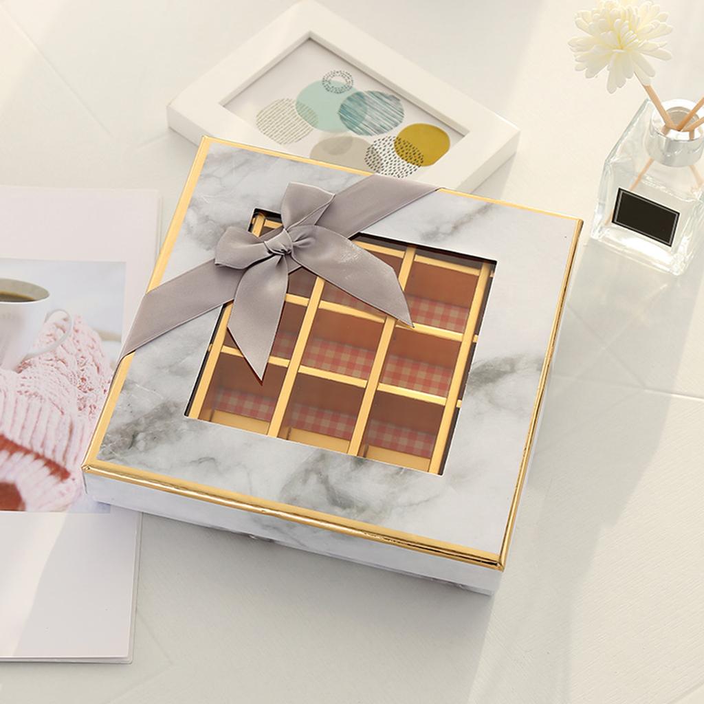 9 Grids Biscuit Boxes Packaging Lightweight Chocolate Display Box Multifunctional Valentines Cookie Boxes for Him Her Holiday