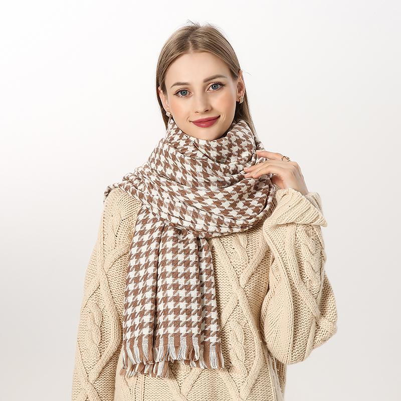 Luxury Plaid Scarf Winter Warm Cashmere Women Long Bandana Pashmina Foulard Female Scarves Tassel Shawl And Wraps  Design