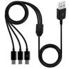 USB C Splitter Cable,USB A Male to 3 Type-C Male Data Sync Charge Cable,3 in 1 Charging Cord Fast Charge for Mobile