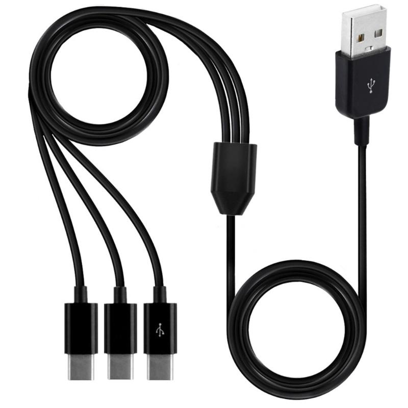 USB C Splitter Cable,USB A Male to 3 Type-C Male Data Sync Charge Cable,3 in 1 Charging Cord Fast Charge for Mobile