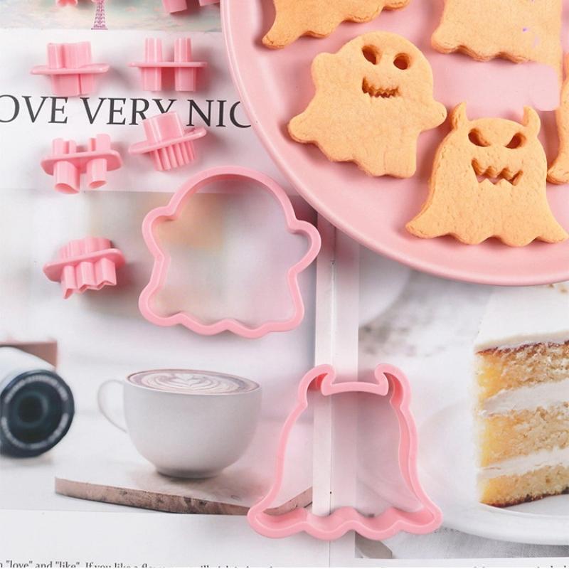Diy Ghost Face Halloween Cookie Cutter Set Biscuit Mold Fondant Embosser Stamps Halloween Party Cake Decorating Tools