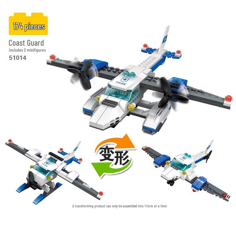 Wange City Police Airplane Building Blocks - Parent-Child Interactive Toy