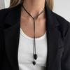 Salircon 4 Colors Simple Irregular Resin Bead Pendant Choker Necklace Women Black Wax Rope Adjustable Sweater Chain Jewelry Gift