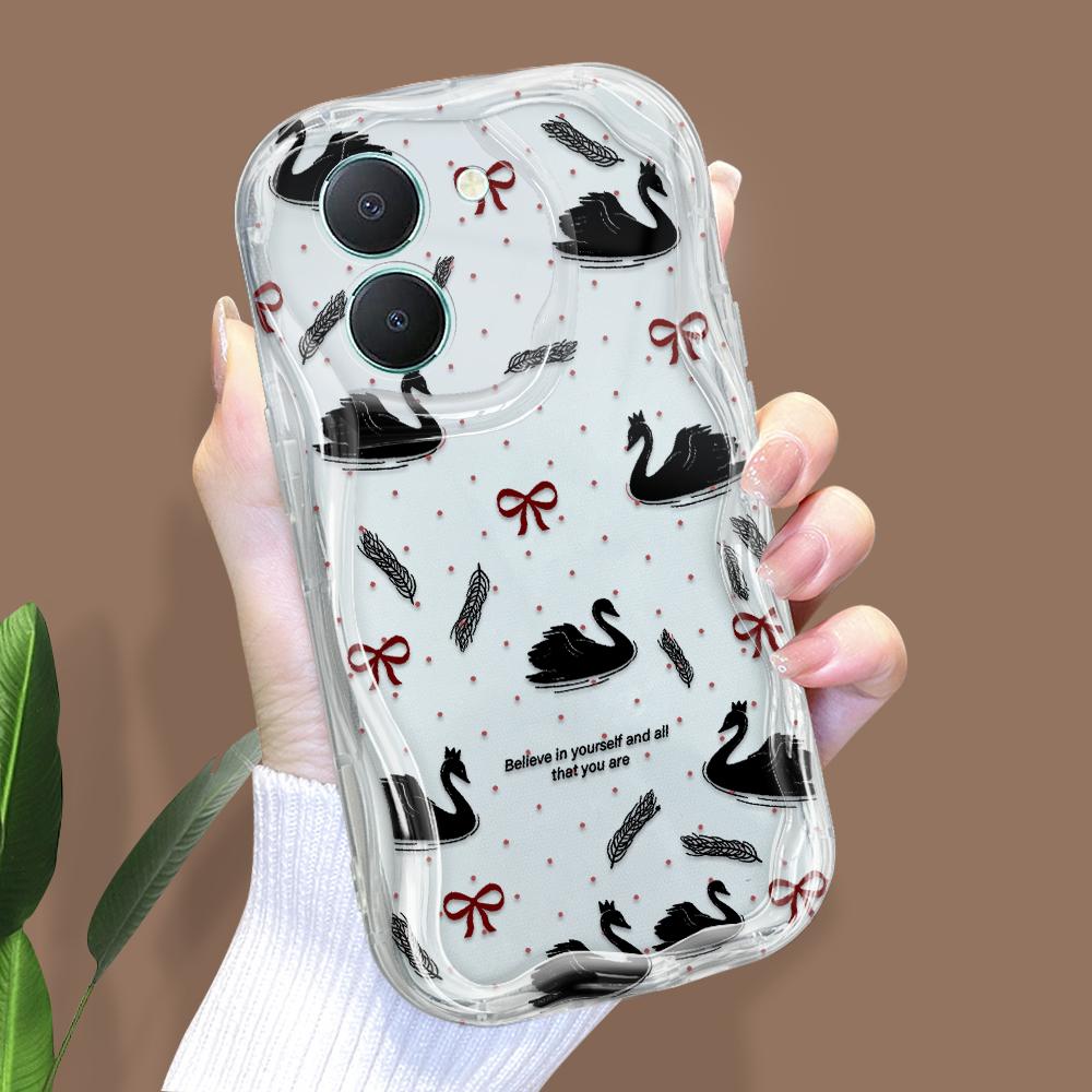 Cute Cartoon Pattern Cream Texture Casing Wavy Edge Soft Silicone Cover Phone Case for Vivo