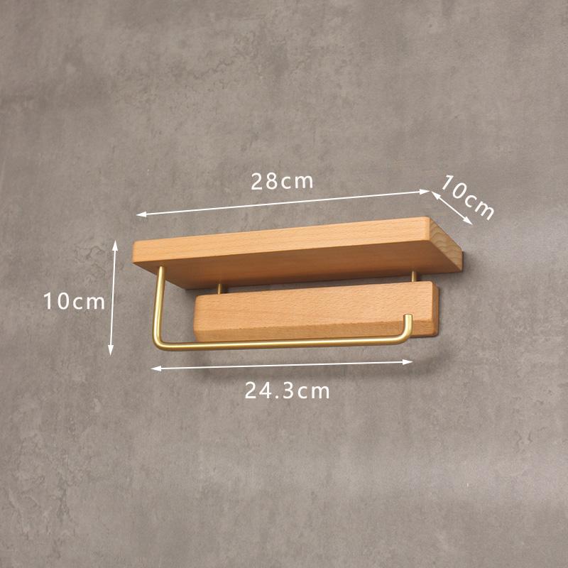 Bathroom Roll Rack Home Wall Mounted Storage Paper Towel Holder Black Walnut Toilet Roll Paper Holder No-Punch Home Decoration
