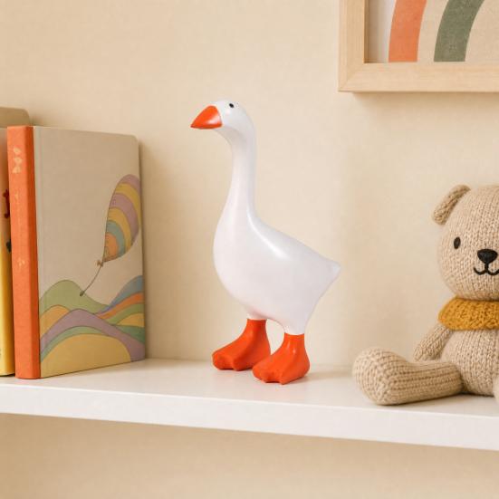 Magnetic White Goose Desk Ornament, Creative Resin Home Decor, Fun Decorative Craft for Living Room & Office, Ideal Gift for Animal Lovers