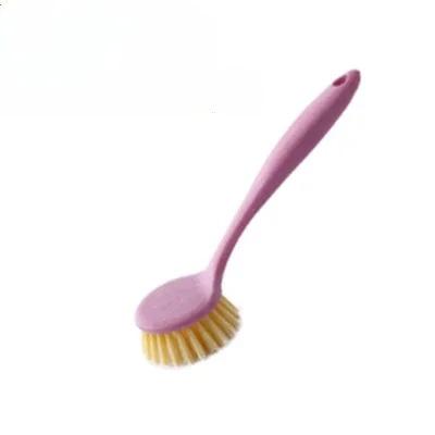 

1PCS Long Handle Pan Pot Brush Sink Dish Bowl Washing Cleaning Brush Wheat Straw Fiber Brush Stain Removal Kitchen Cleaning фіолетовий