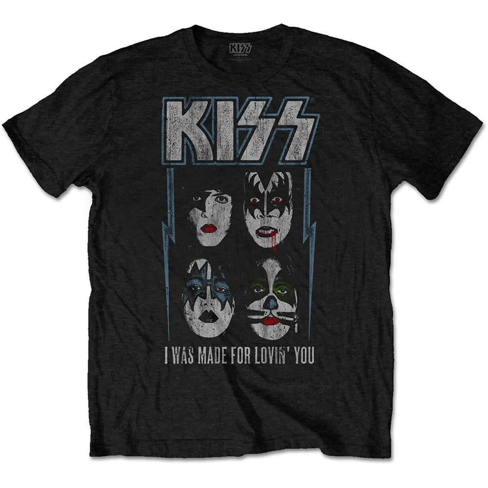 KISS Футболка с принтом Made For Lovin  You, приталенная, размер L, черная, унисекс XL