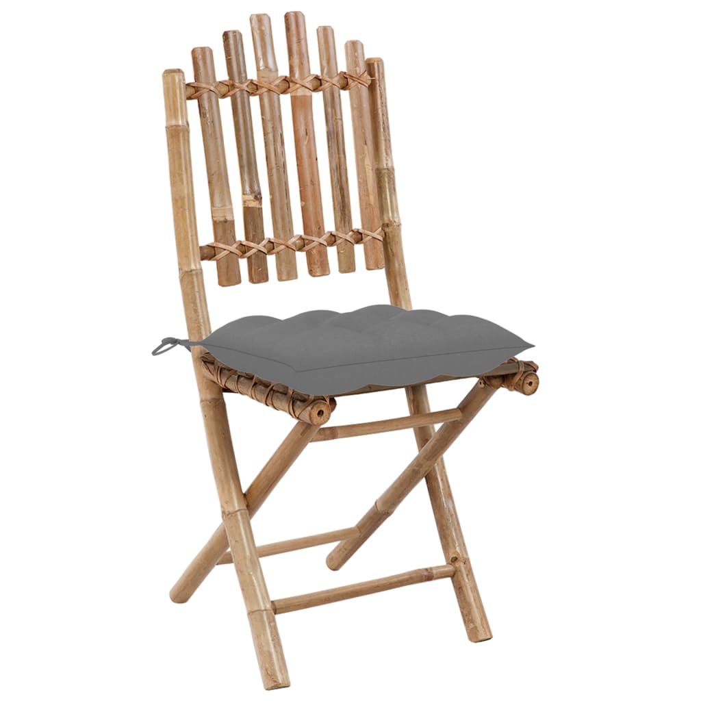 Folding Garden Chairs 2 Pcs. with Cushions Bamboo