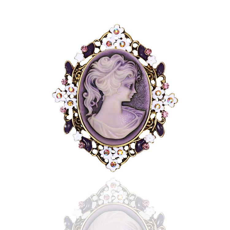 Broche de Moda Retrô Europeu e Americano para Retrato de Beleza