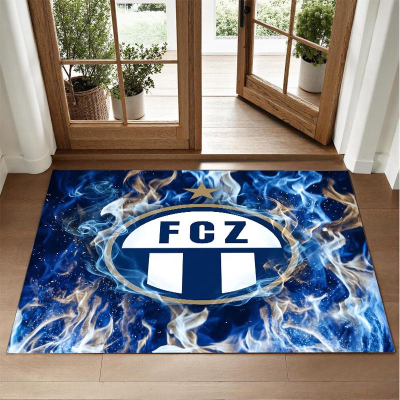 FC Zürich Design Crystal Velvet Rug Soft Decorative Mat for Bedroom Entrance