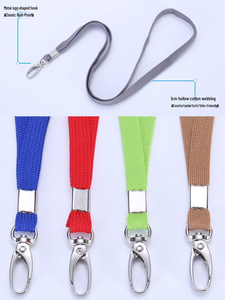 Cotton Rope ID Badge Lanyard with Egg-Shaped Hook for Work or School