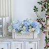 Artificial Wooden Fence Floral Display: Dried Flowers and Greenery for Living Room Décor and Coffee Table Accents