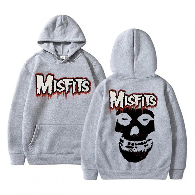Horror Punk Misfits Skull Rock Print Hoodie