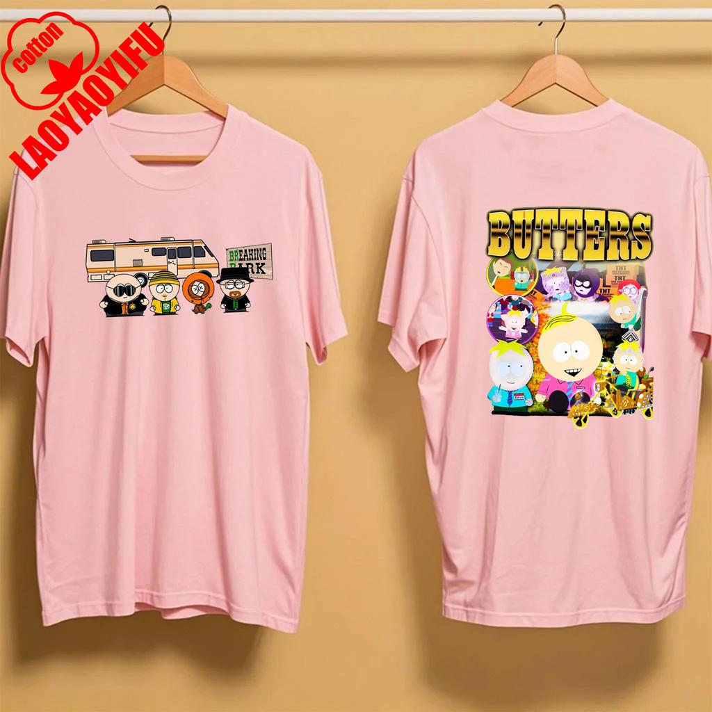 Summer Kenny McCormick South Park Double Sided Tshirt Funny Cartoon Anime Peripheral Print Crew Neck Short Sleeve Cotton TShirt