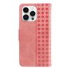 For iPhone 14 Pro Max Leather Case Wallet Stand Grids Imprinted Phone Cover with Strap