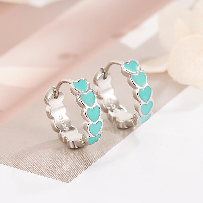 Color Love Ear Buckle Niche Design Sense Simple and Sweet Personality Circle Earrings