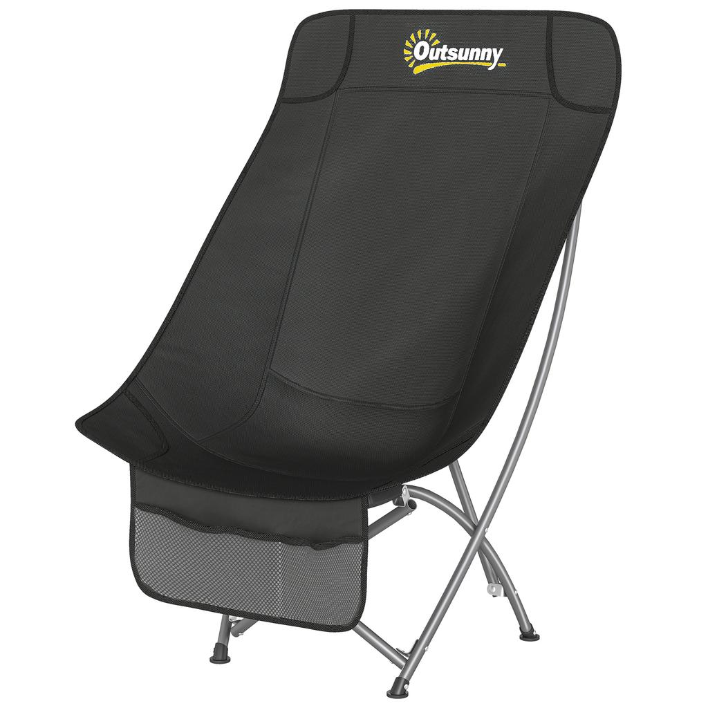 Camping Chair for Adults Heavy Duty Folding Camp Chair with Side Pocket and Carry Bag Black
