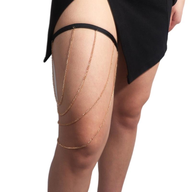 

Summer Sexy Thigh Ring Multi-layer Chain Gold Silver Color Leg Chain Thigh Body Chain Jewelry for Beach Bikini Party 1 золотой