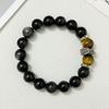 Obsidian Bracelet For Men 12mm Natural Stone Stretch Beaded Bracelets Handmade Round Bangle Jewelry Gifts