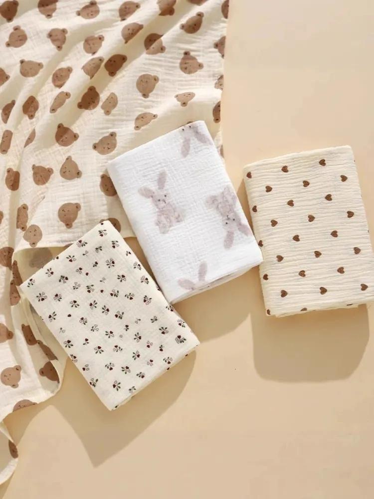 Baby Muslin Swaddle Blanket 100x100cm Soft Cotton Newborn Wrap Lightweight Breathable Bath Towel for Infant Care