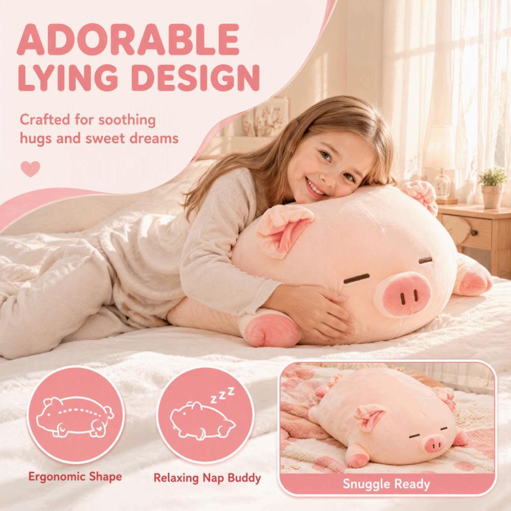Huggable Plush Pig Toy Lying Design Lying Pig Plush Soft Stuffed Pig Doll For Kids