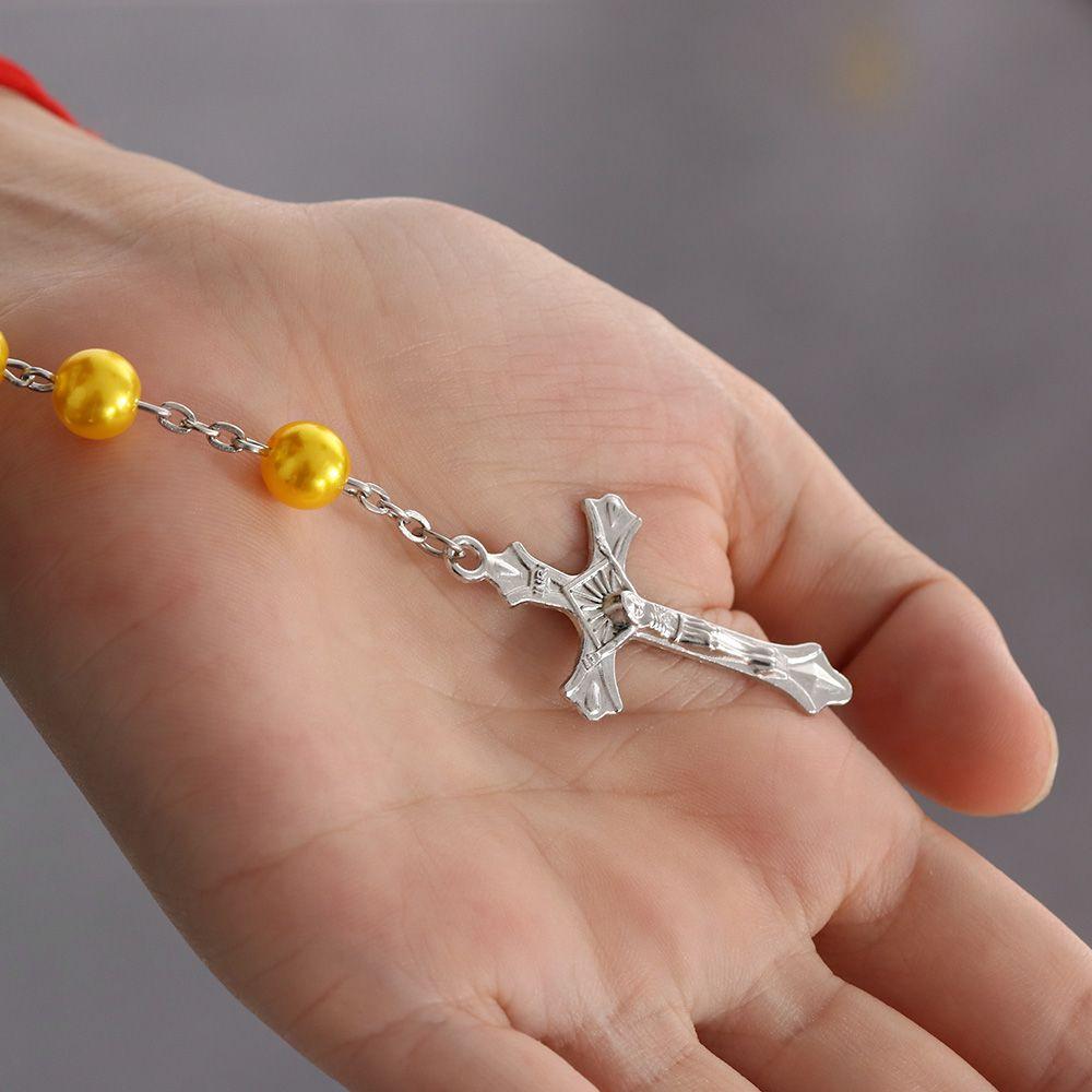 Jewelry Charm Vintage Cross  Rosary Beads Chain Jesus Virgin Mary Pendant