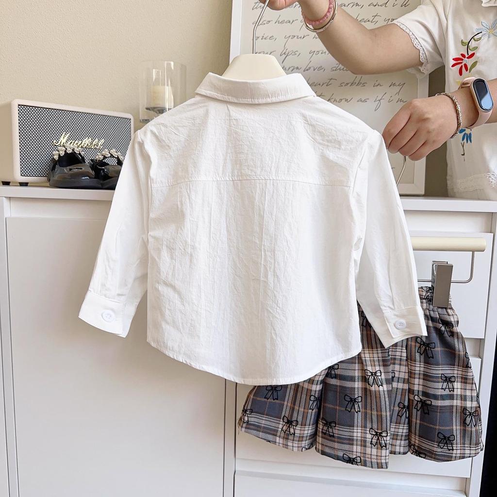 Girls' College Style Sweater Vest & Skirt Set with Tie for Autumn and Spring