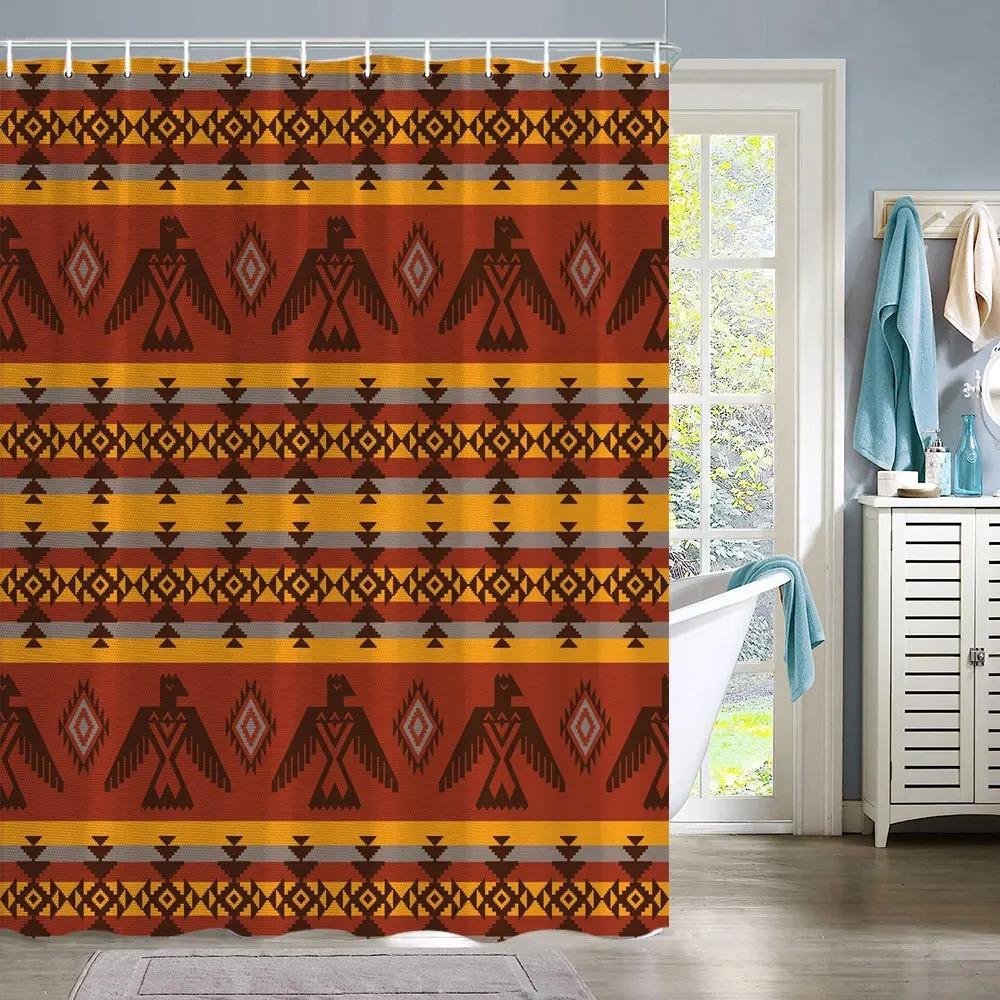 Vintage Abstrakte Geometrische Linien Badezimmervorhang Aztec Duschvorhang Bohemian Heim Badezimmer Dekor Polyester Duschvorhänge