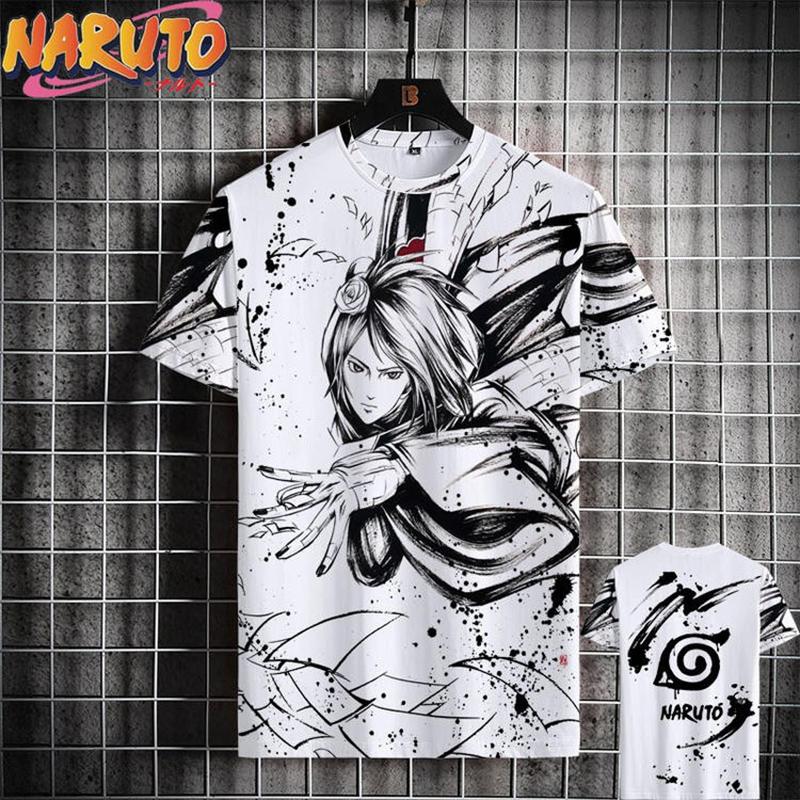 Sommer Rund Hals 3D Japansk Anime Trykket Topp Moteriktig Casual Kortermet Herre T-skjorter