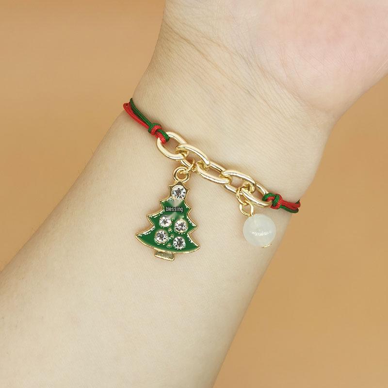 Luminous Christmas Alloy Bracelet with Santa, Tree, Bell, Snowflake, and Lucky Bag Charms