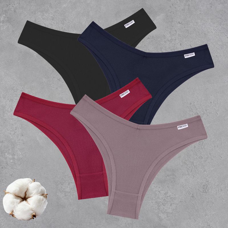 4PCS Seamless Cotton Bikini Panties For Women Sexy Low Waist Breathable Brazilian Pants Female Soft Intimate Lingerie