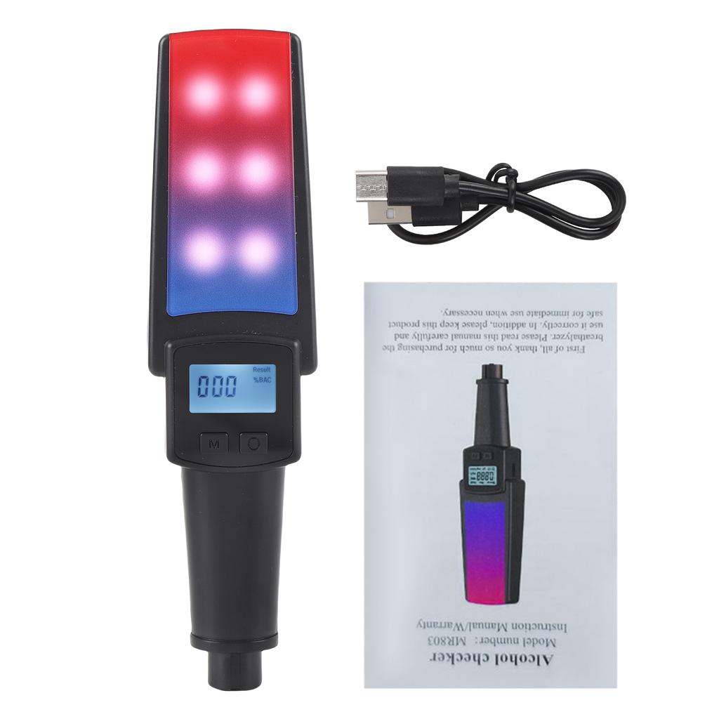 Breath Alcohol Tester, Rechargeable Voice Broadcast Digital Breathalyzer with Window Breaker,