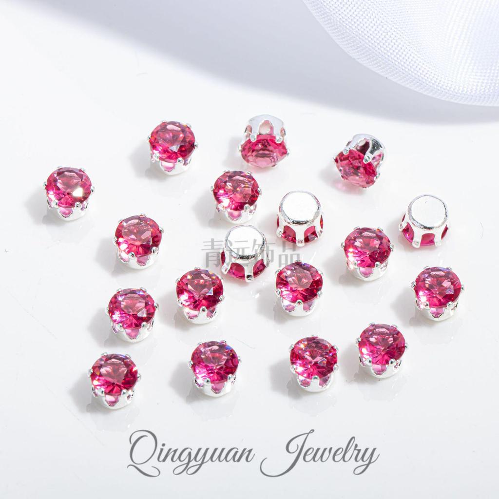 Round Claw Zircon Crystal DIY Jewelry Accessories for Bracelets, Necklaces, Wedding Dresses, and Dance Costumes