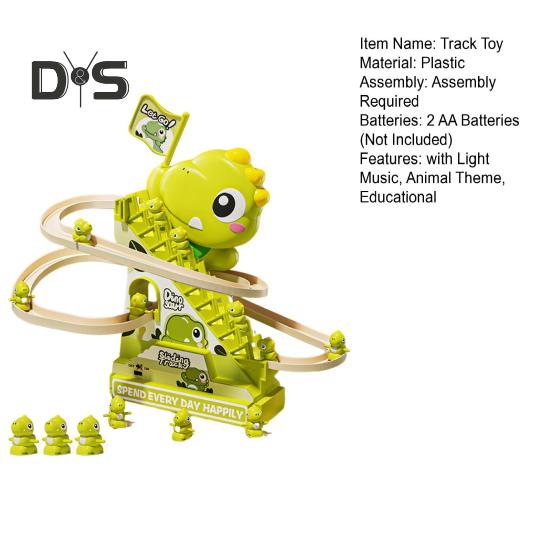 Electric Animal Climbing Slide Toy with LED Light Music Kids Educational Automatic Dinosaur Rabbit Staircase Climbing Roller Coaster Sliding Track