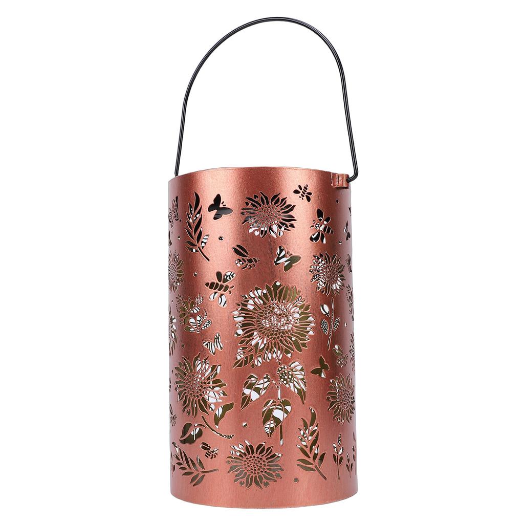 Solar Hollowed Out Hanging Light Metal Sunflower Hanging Solar Lantern for Garden Patio Yard