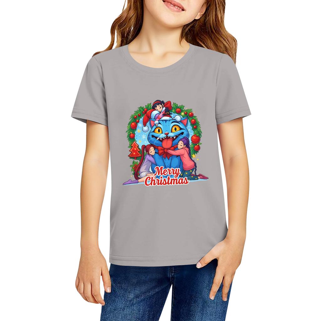 Fashionable Round Neck Short Sleeve Work Clothes Printed Tops For KID Summer Tops