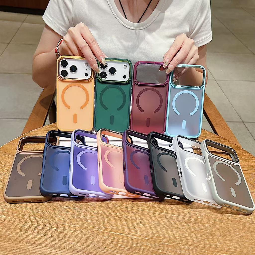 IPhone18PROMAX Skin Matte Magnetic Mobile Phone Case Apple 17 Electroplated Frame Hard Protective Case
