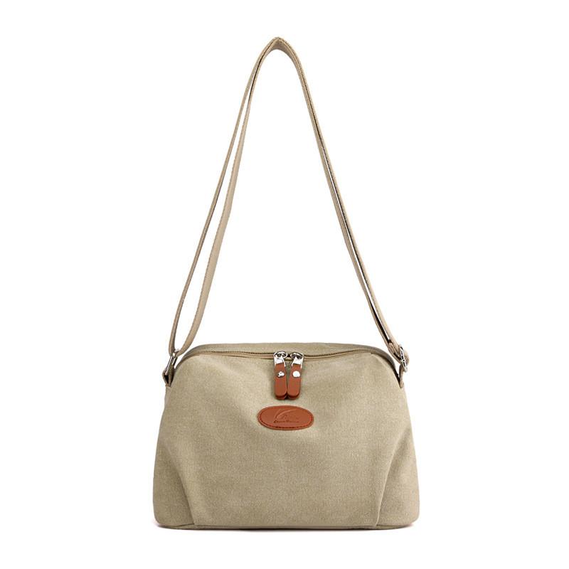 Canvas Shoulder Bag For Women With Zipper Pockets For Daily Use